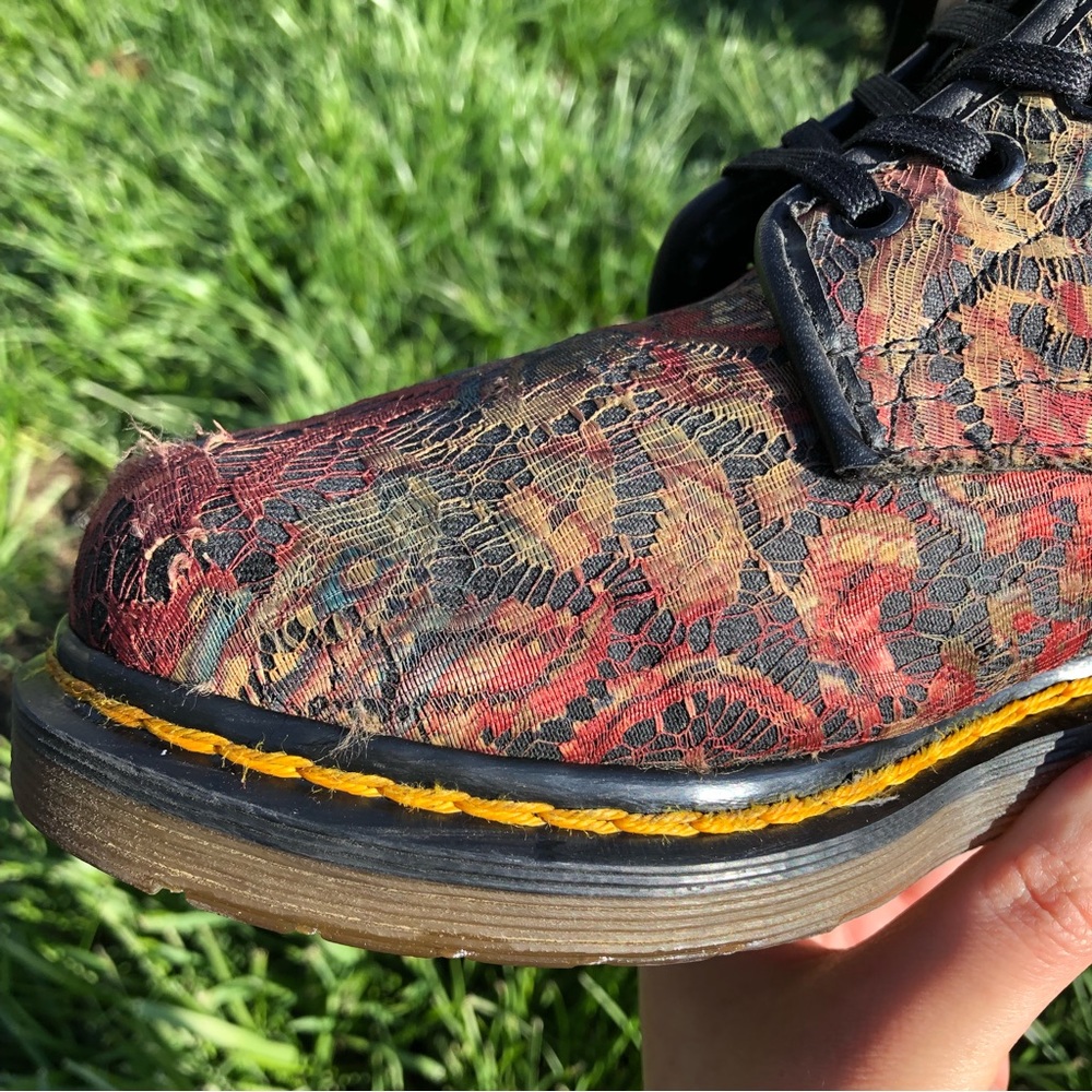 Rare 80s Dr. Martens 14 Eye Rainbow Paisley Lace Boots - Picture 8 of 16